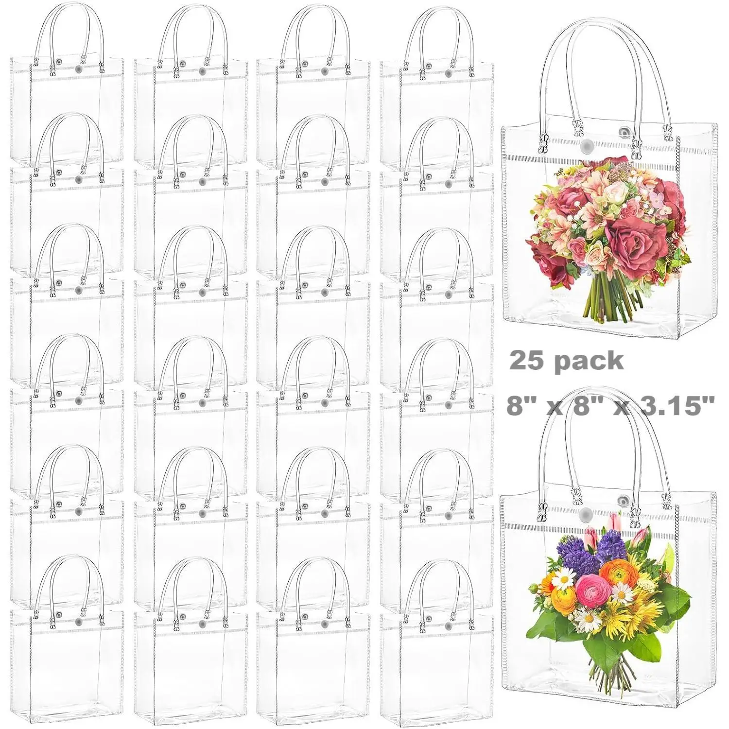 Wedding Packaging - 25Pcs Clear Gift Bags with Handles