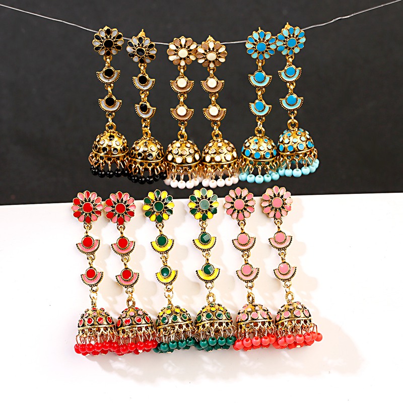 Indian Wedding Supply - Jhumka Jhumki Nhiều Màu Hạt Tua