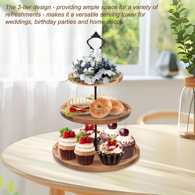 3Tier Cake Stand Acacia Wooden - đánh giá và giá Wedding Support