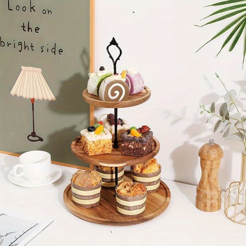 3Tier Cake Stand Acacia Wooden - đánh giá và giá Wedding Support