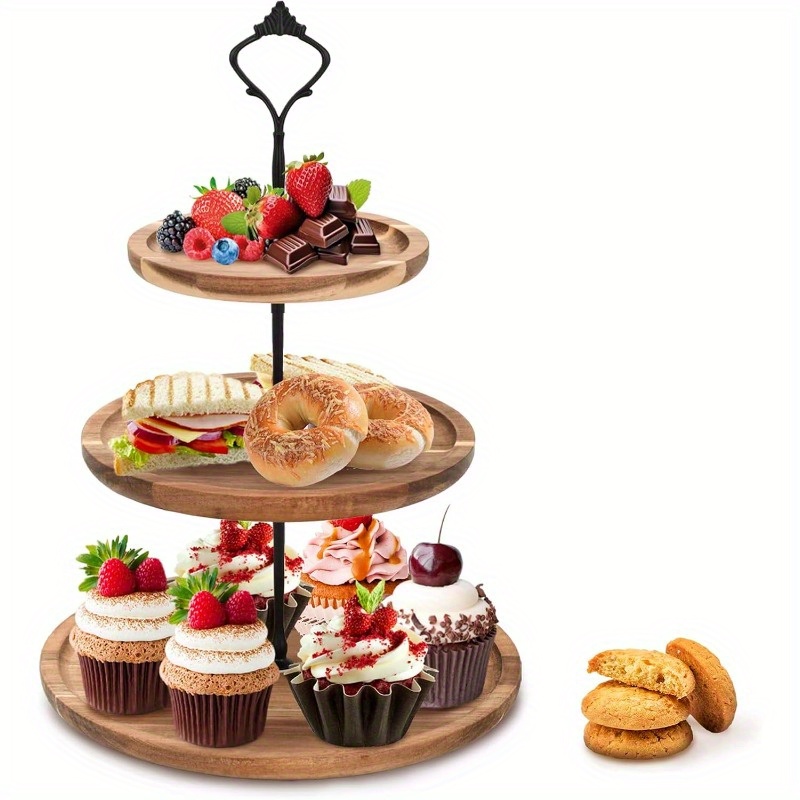 3Tier Cake Stand Acacia Wooden - đánh giá và giá Wedding Support